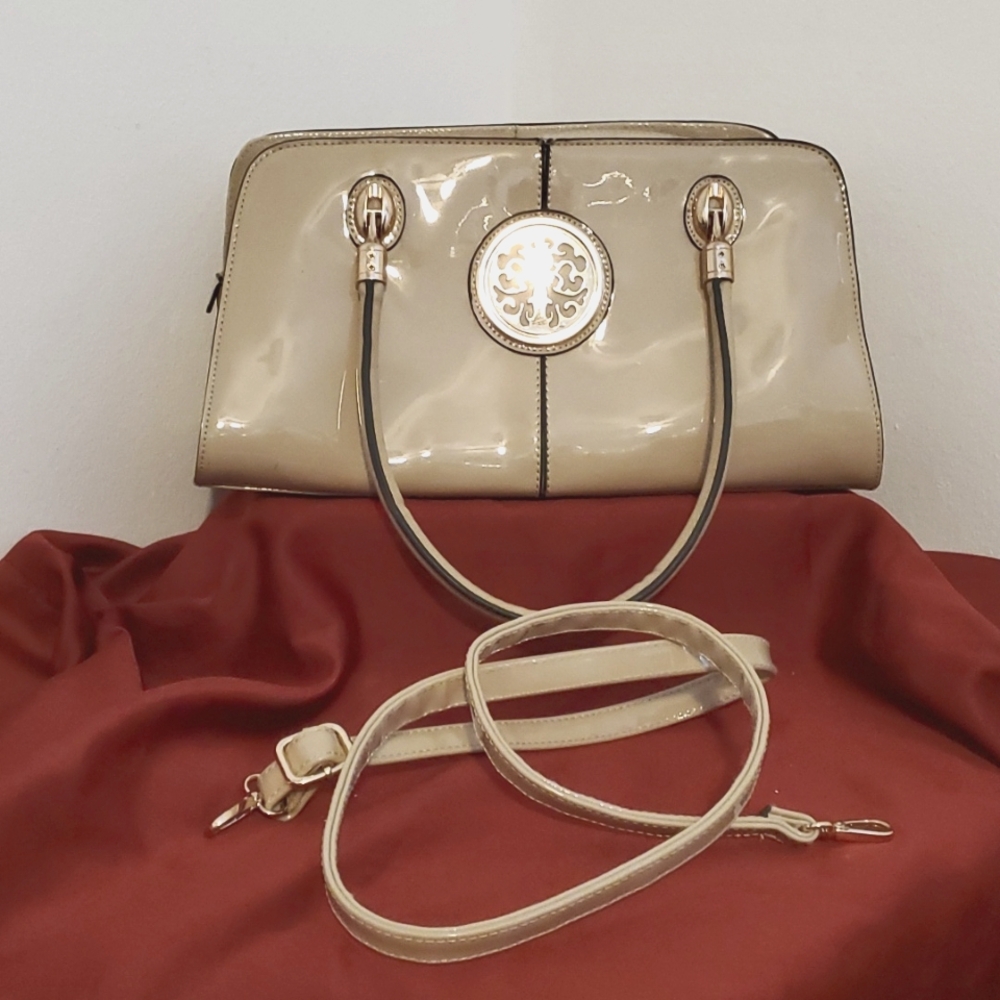 *EUC Cream Patent Leather Satchel